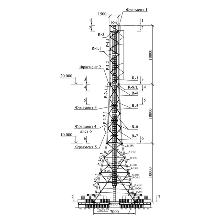 Антенная опора серии STU (H = 30 м)