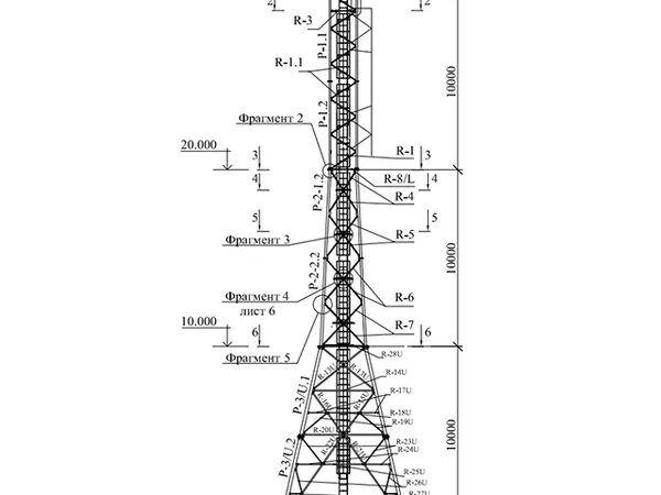 Антенная опора серии STU (H = 30 м)