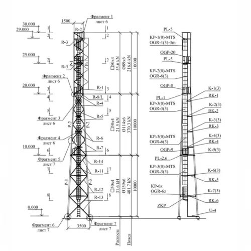 Антенная опора (башня связи) ST30 Н=30,0 метров