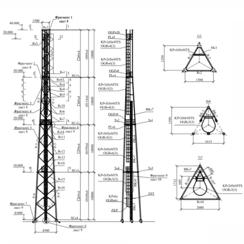 Антенная опора (башня связи) ST40 Н=40,0 метров