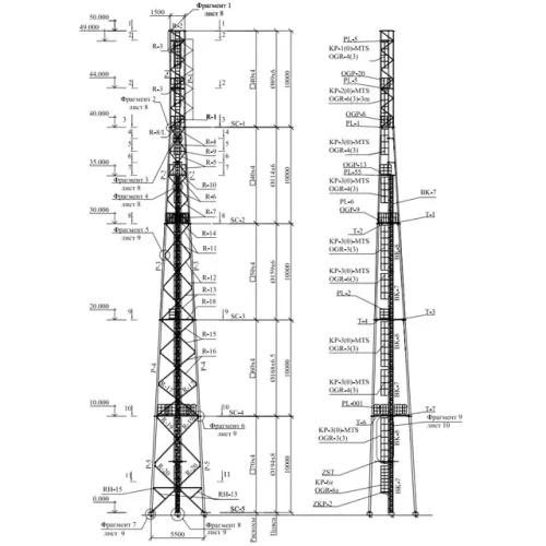 Антенная опора (башня связи) ST50 Н=50,0 метров Антенная опора (башня связи) ST50 Н=50,0 метров производства Белмаст